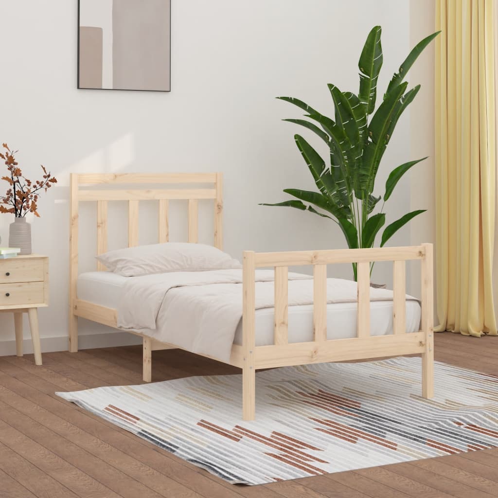 Cadre de lit Bois de pin solide 90x200 cm Lits & cadres de lit vidaXL   