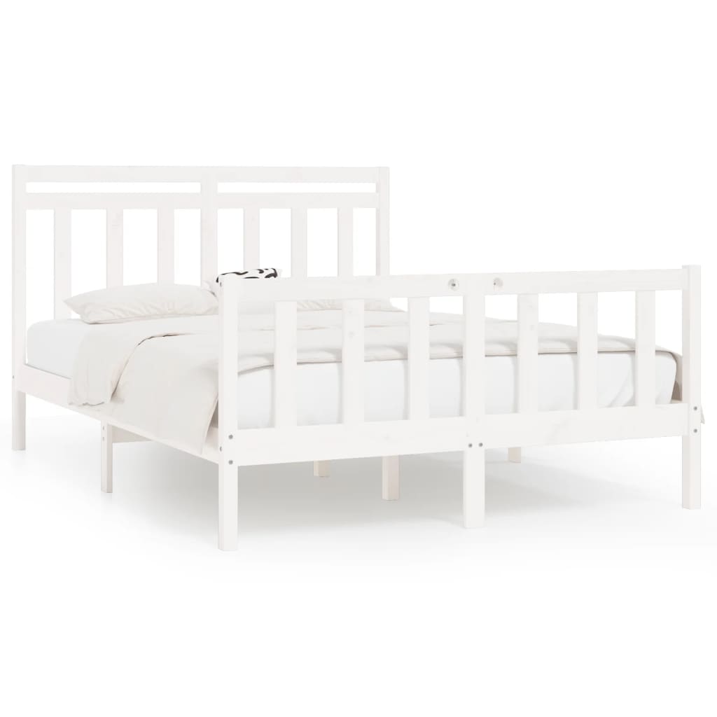 Cadre de lit Blanc Bois de pin massif 160x200 cm Lits & cadres de lit vidaXL   