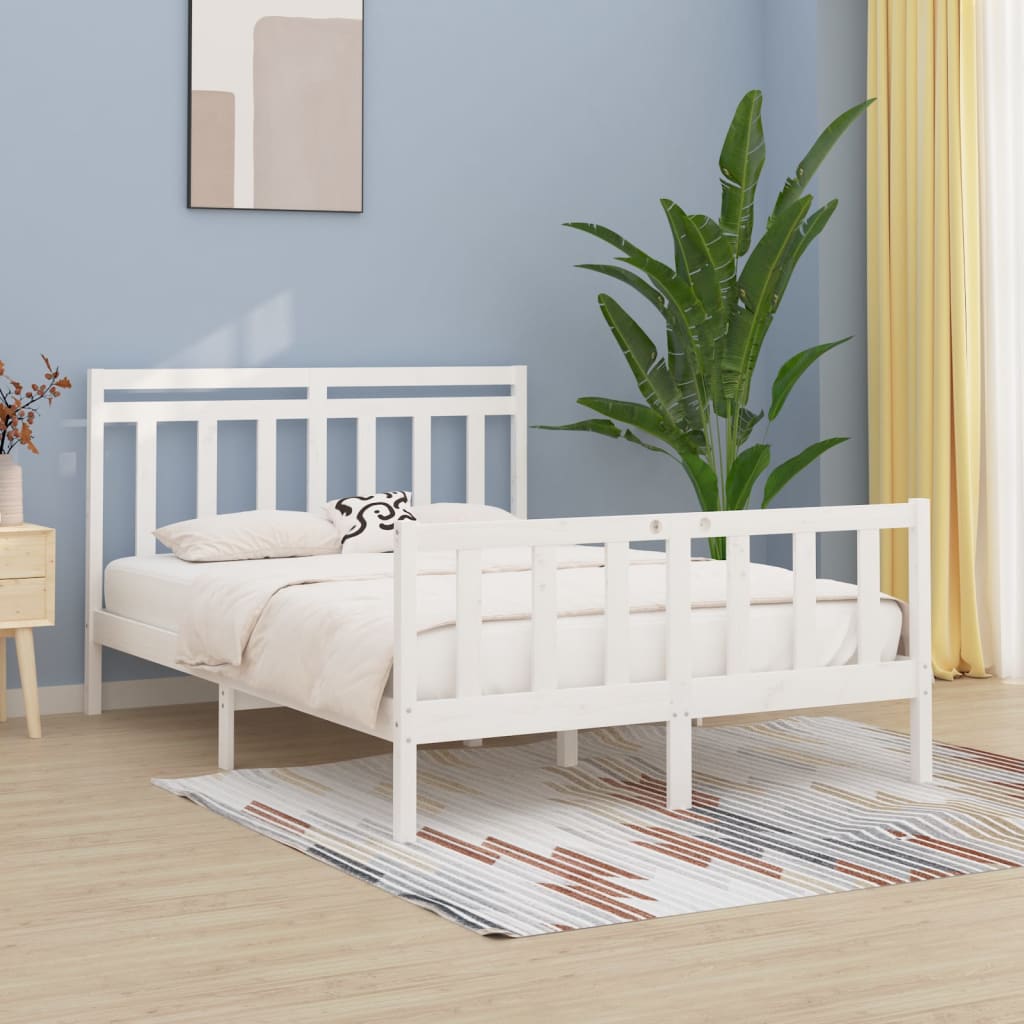 Cadre de lit Blanc Bois de pin massif 160x200 cm Lits & cadres de lit vidaXL   