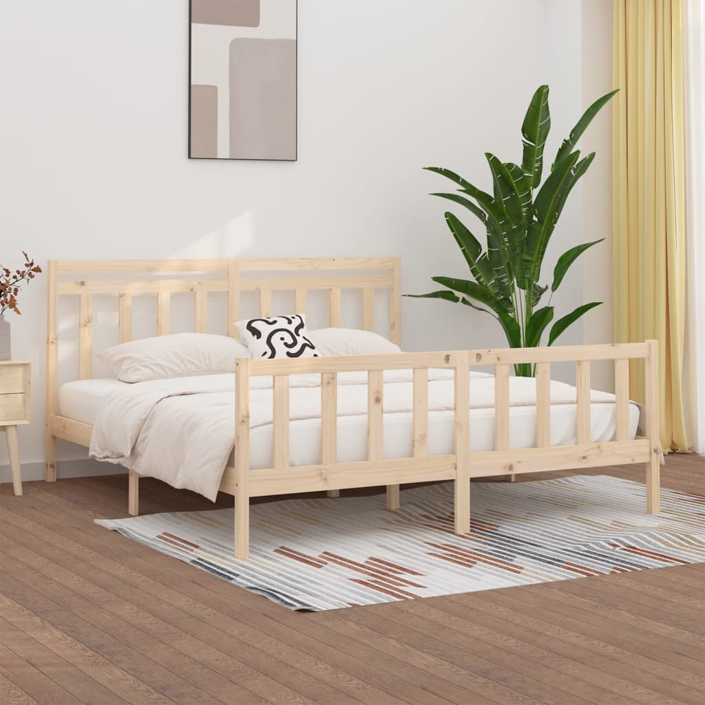 Cadre de lit Bois de pin massif 200x200 cm Lits & cadres de lit vidaXL   