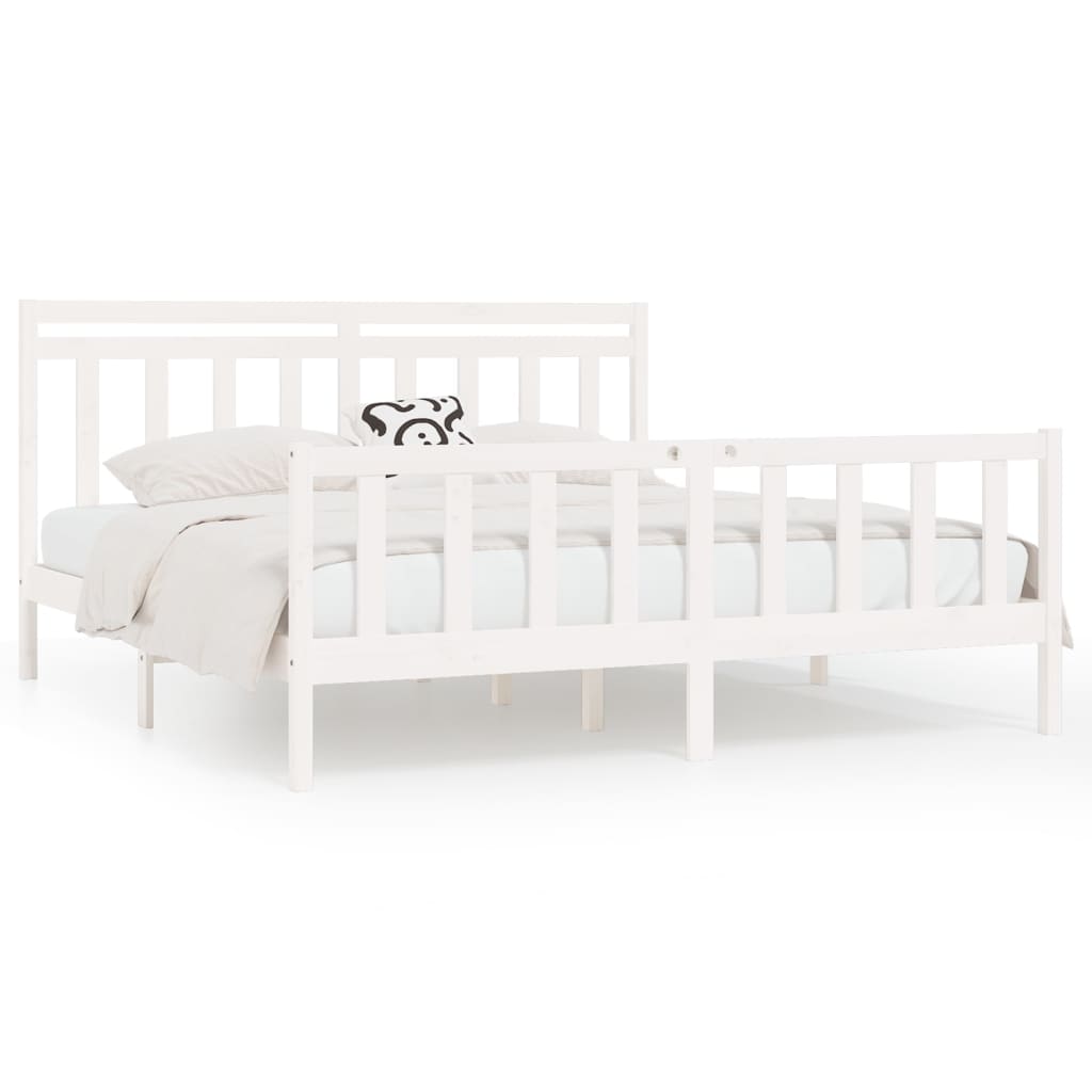 Cadre de lit Blanc Bois de pin massif 200x200 cm Lits & cadres de lit vidaXL   