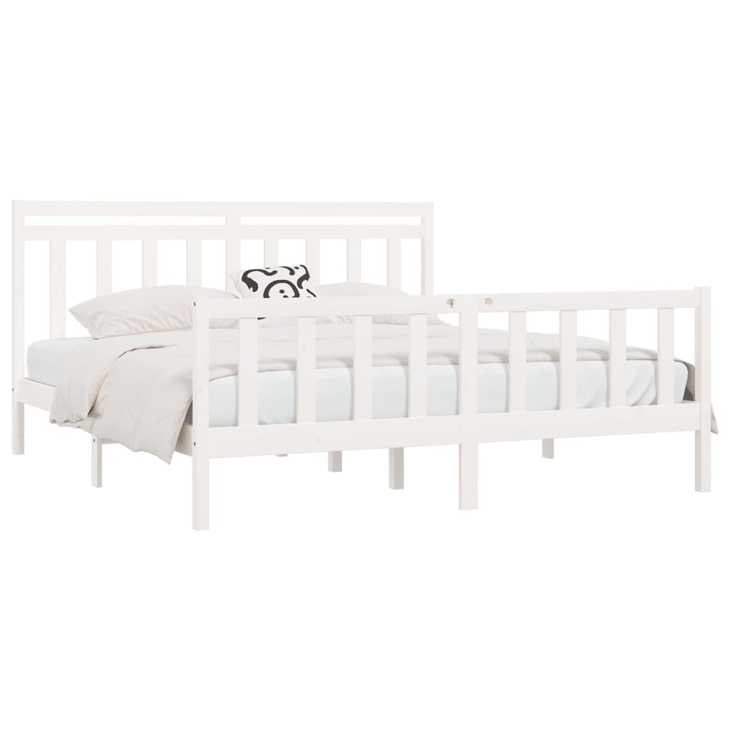 Cadre de lit Blanc Bois de pin massif 200x200 cm Lits & cadres de lit vidaXL   