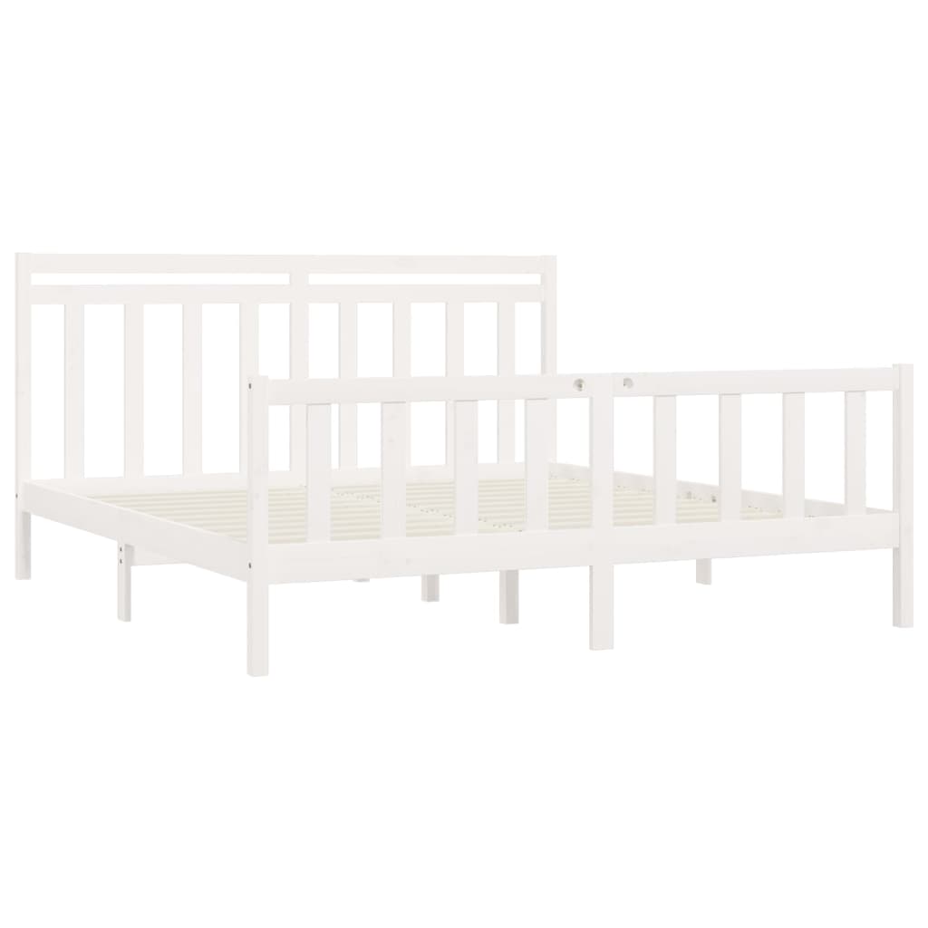 Cadre de lit Blanc Bois de pin massif 200x200 cm Lits & cadres de lit vidaXL   