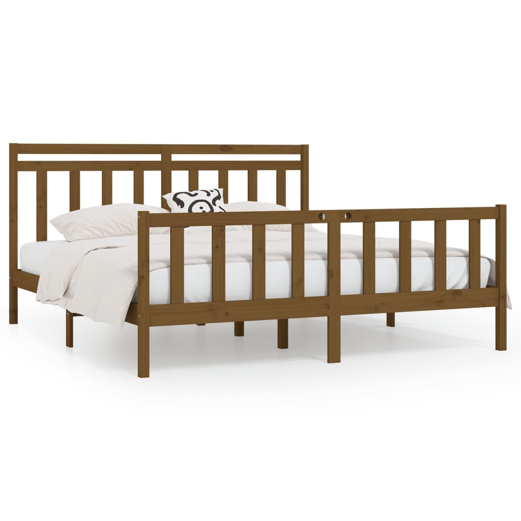 Cadre de lit Marron miel Bois de pin massif 200x200 cm Lits & cadres de lit vidaXL   