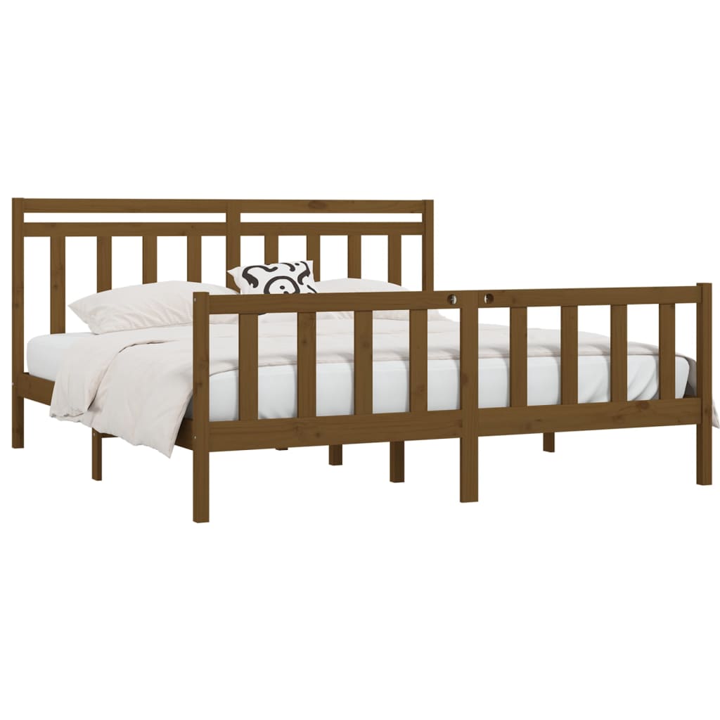 Cadre de lit Marron miel Bois de pin massif 200x200 cm Lits & cadres de lit vidaXL   