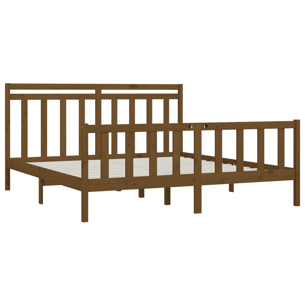 Cadre de lit Marron miel Bois de pin massif 200x200 cm Lits & cadres de lit vidaXL   
