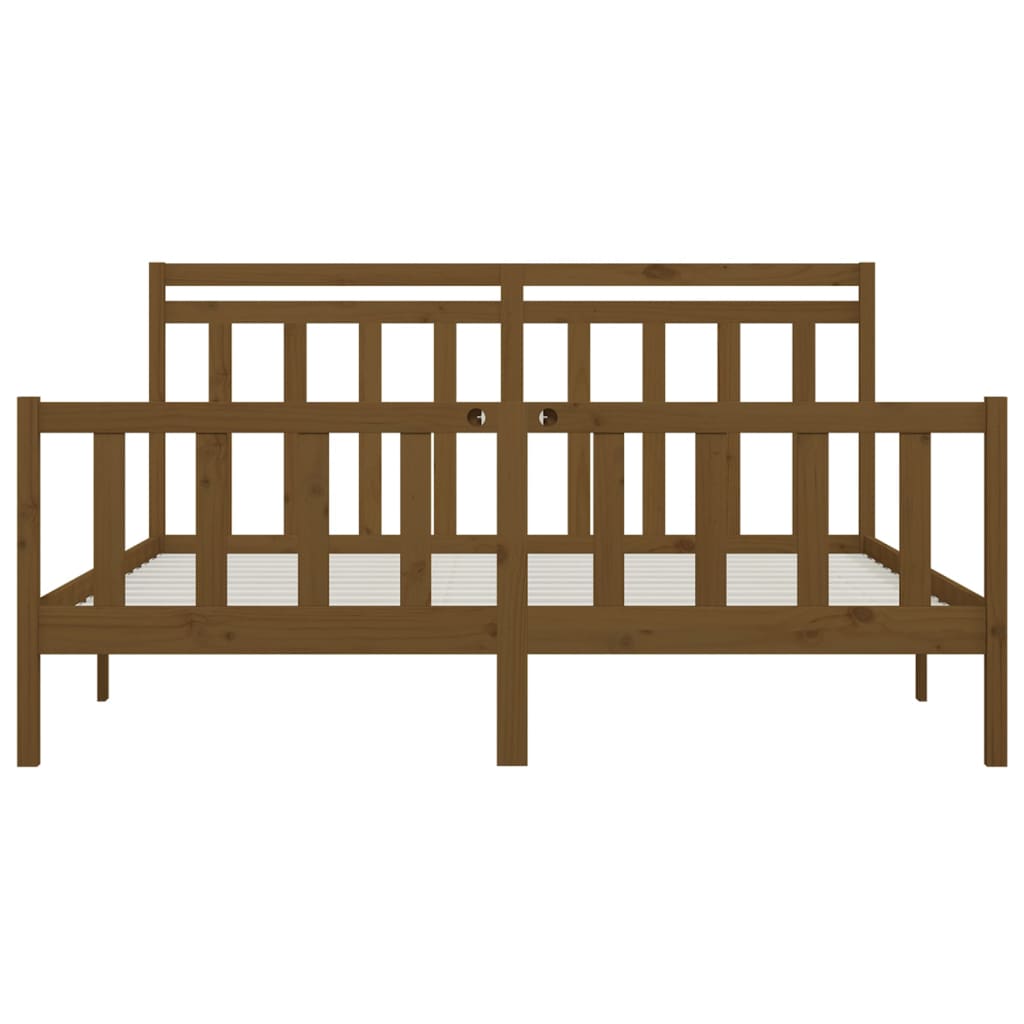 Cadre de lit Marron miel Bois de pin massif 200x200 cm Lits & cadres de lit vidaXL   