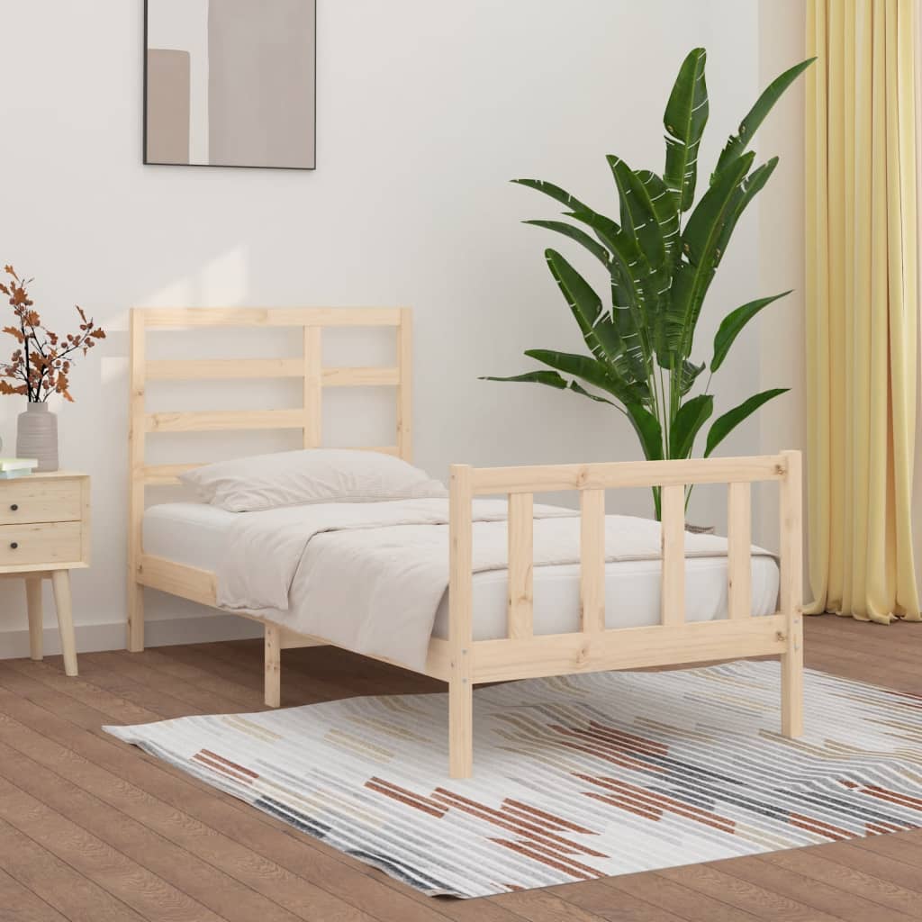 Cadre de lit Bois de pin solide 90x200 cm Lits & cadres de lit vidaXL   