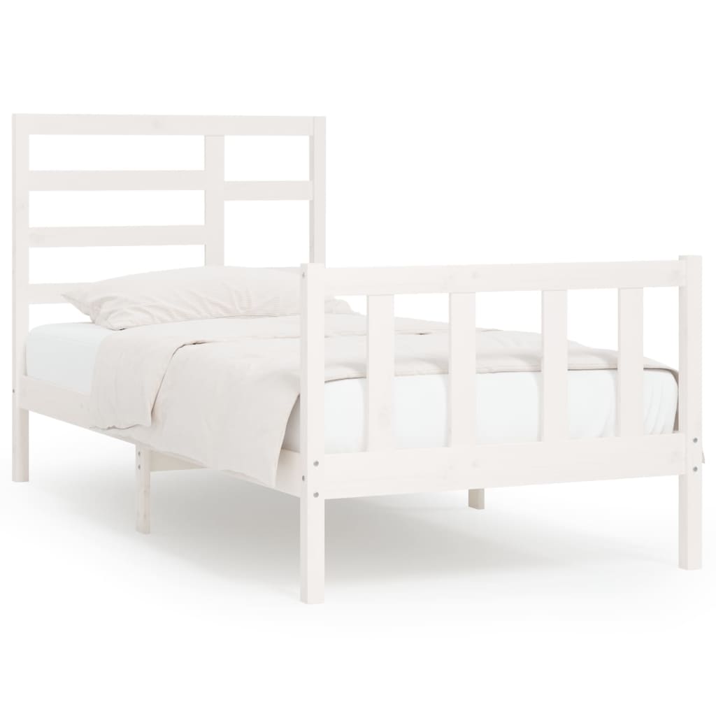 Cadre de lit Blanc Bois de pin massif 90x200 cm Lits & cadres de lit vidaXL   