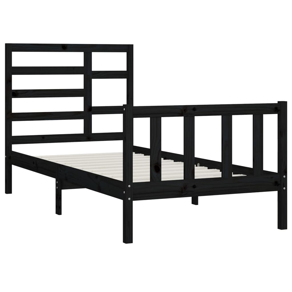 Cadre de lit Noir Bois de pin massif 100x200 cm Lits & cadres de lit vidaXL   