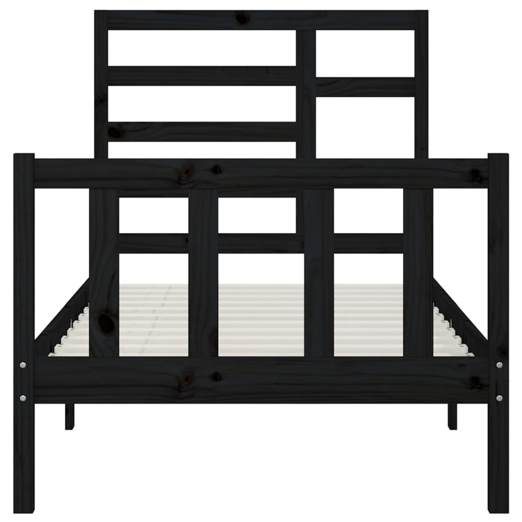 Cadre de lit Noir Bois de pin massif 100x200 cm Lits & cadres de lit vidaXL   