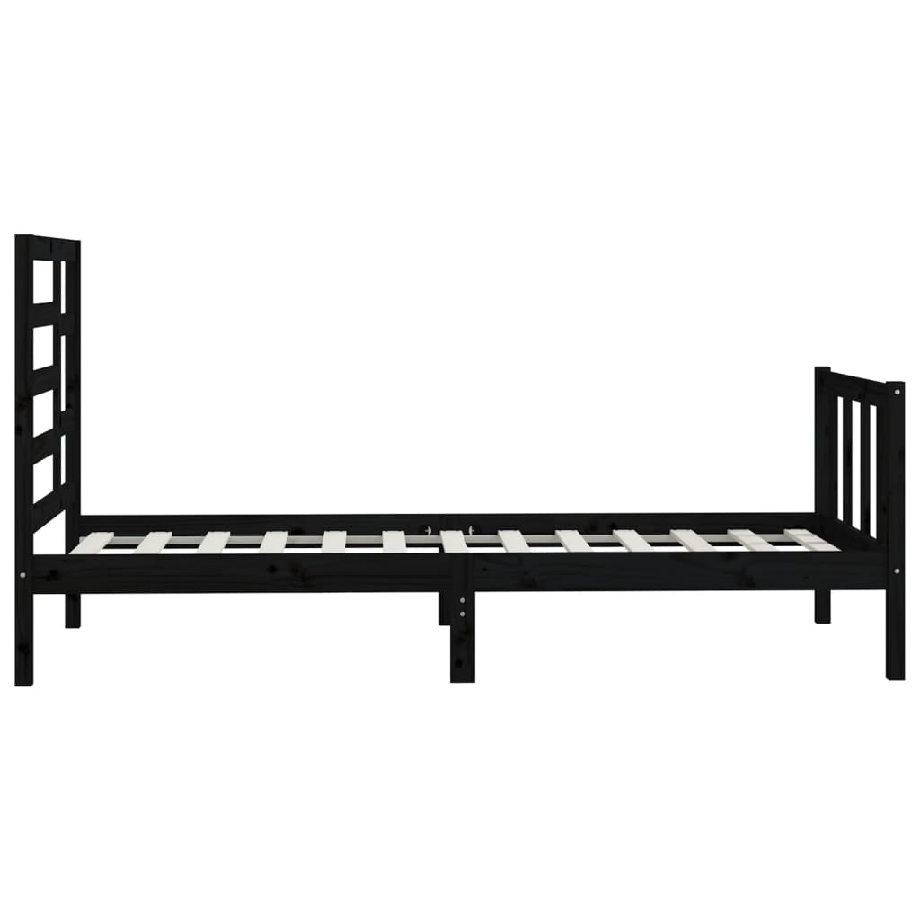 Cadre de lit Noir Bois de pin massif 100x200 cm Lits & cadres de lit vidaXL   