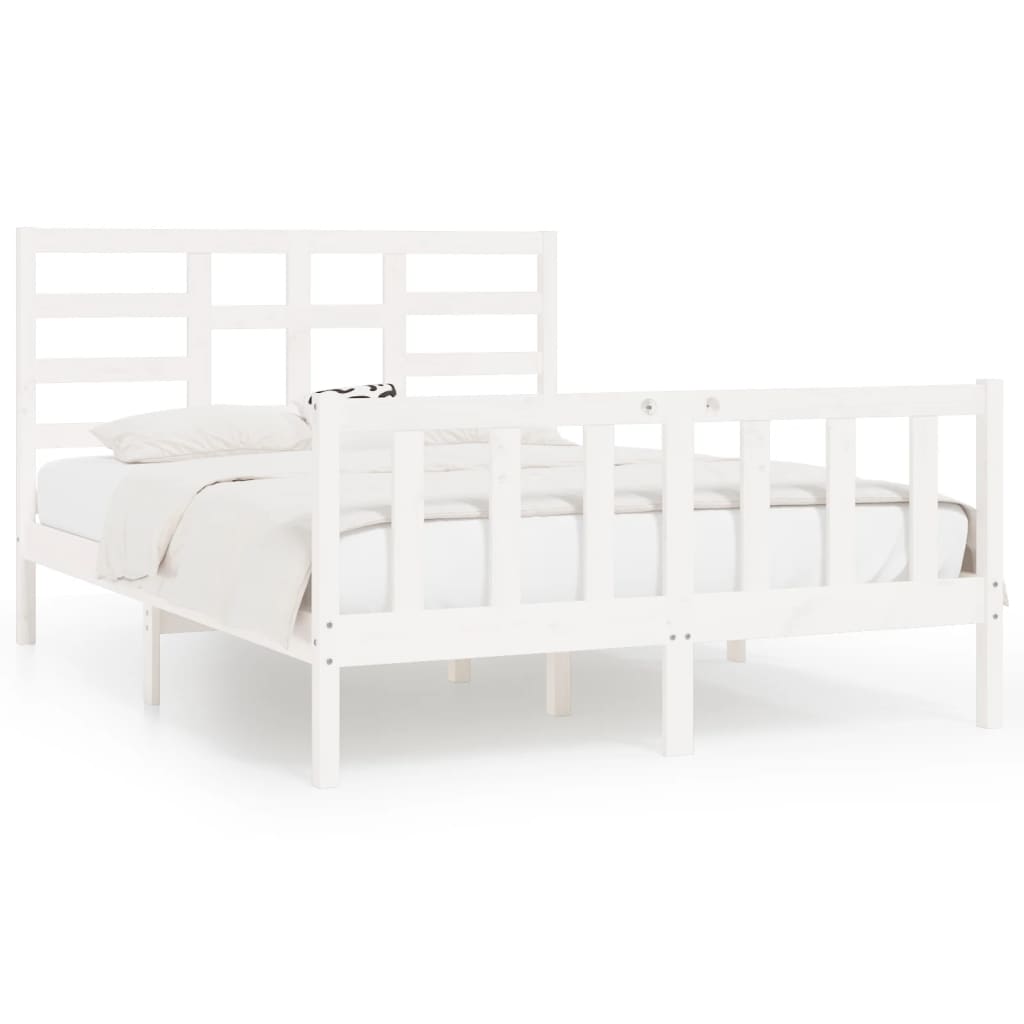 Cadre de lit Blanc Bois de pin massif 140x200 cm Lits & cadres de lit vidaXL   
