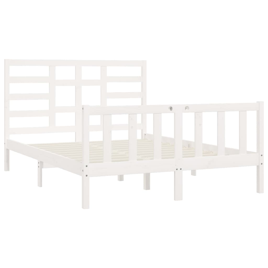 Cadre de lit Blanc Bois de pin massif 140x200 cm Lits & cadres de lit vidaXL   