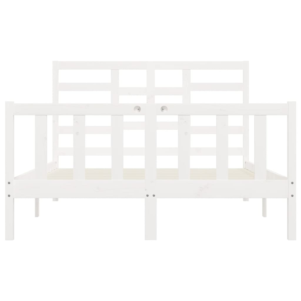 Cadre de lit Blanc Bois de pin massif 160x200 cm Lits & cadres de lit vidaXL   