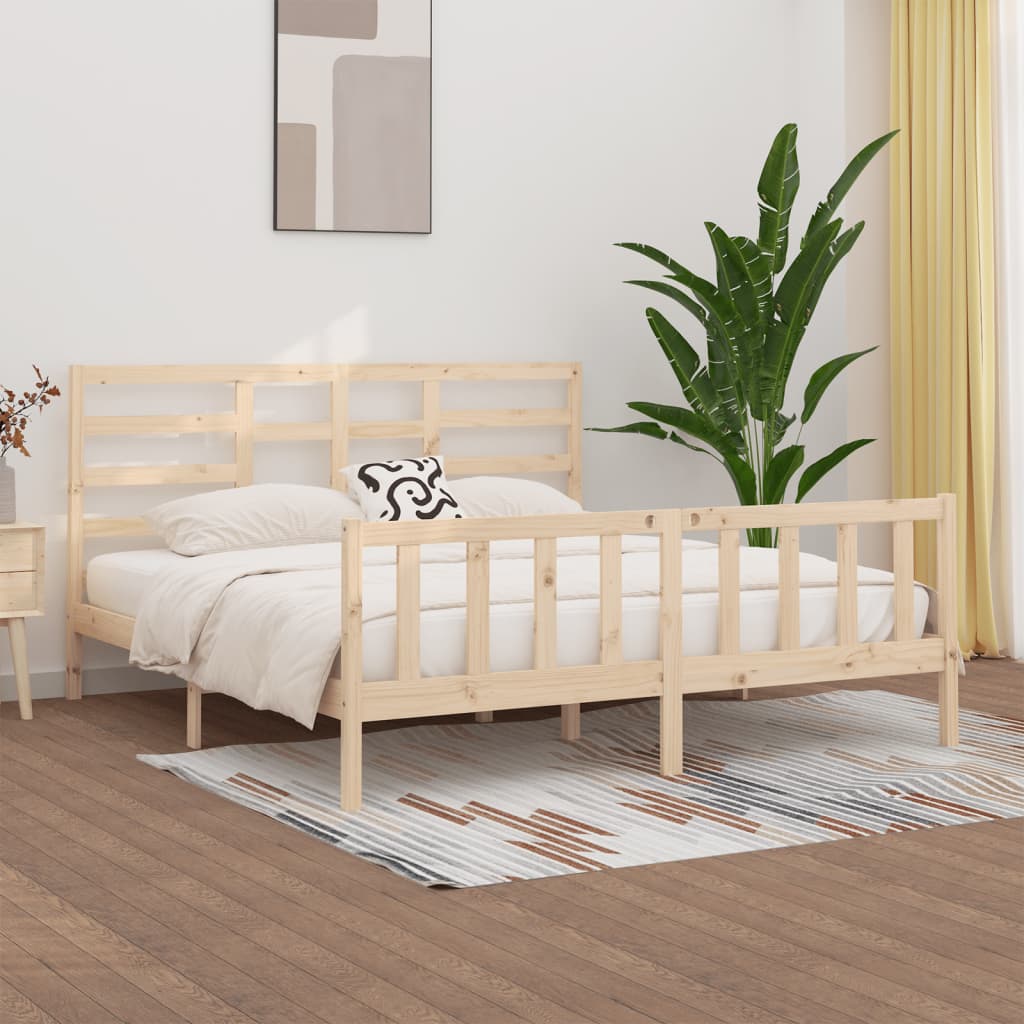 Cadre de lit Bois de pin massif 200x200 cm Lits & cadres de lit vidaXL   