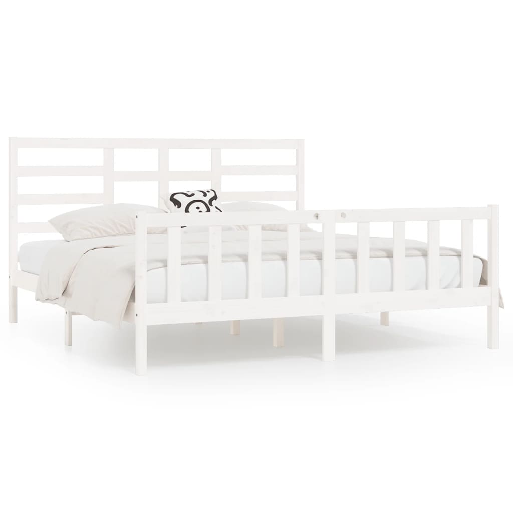Cadre de lit Blanc Bois de pin massif 200x200 cm Lits & cadres de lit vidaXL   