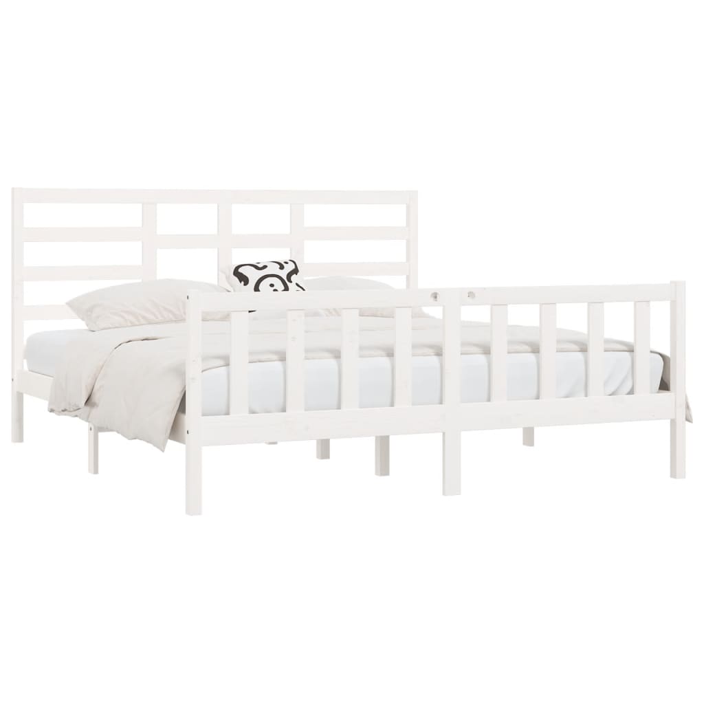 Cadre de lit Blanc Bois de pin massif 200x200 cm Lits & cadres de lit vidaXL   