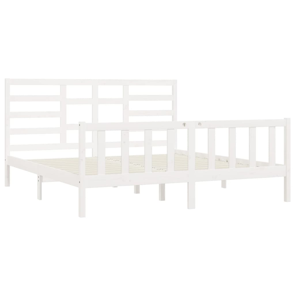 Cadre de lit Blanc Bois de pin massif 200x200 cm Lits & cadres de lit vidaXL   
