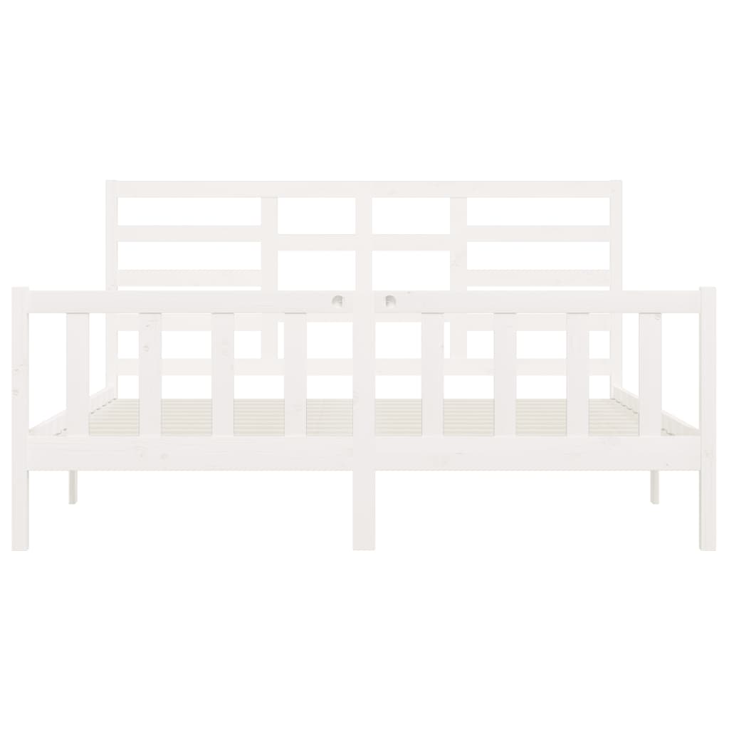 Cadre de lit Blanc Bois de pin massif 200x200 cm Lits & cadres de lit vidaXL   
