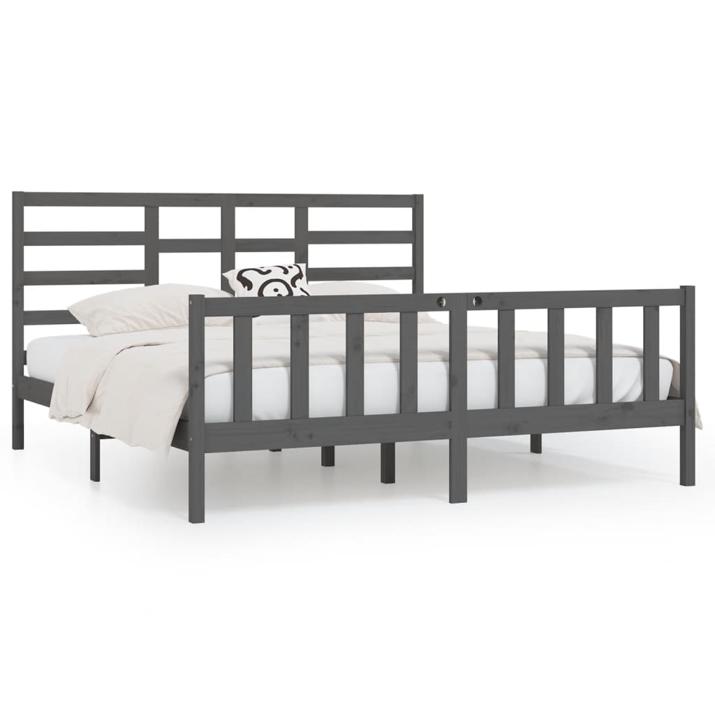 Cadre de lit Gris Bois de pin massif 200x200 cm Lits & cadres de lit vidaXL   