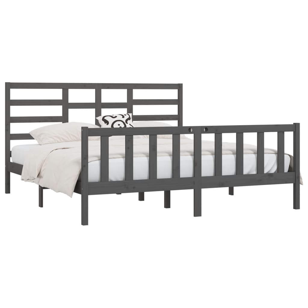 Cadre de lit Gris Bois de pin massif 200x200 cm Lits & cadres de lit vidaXL   