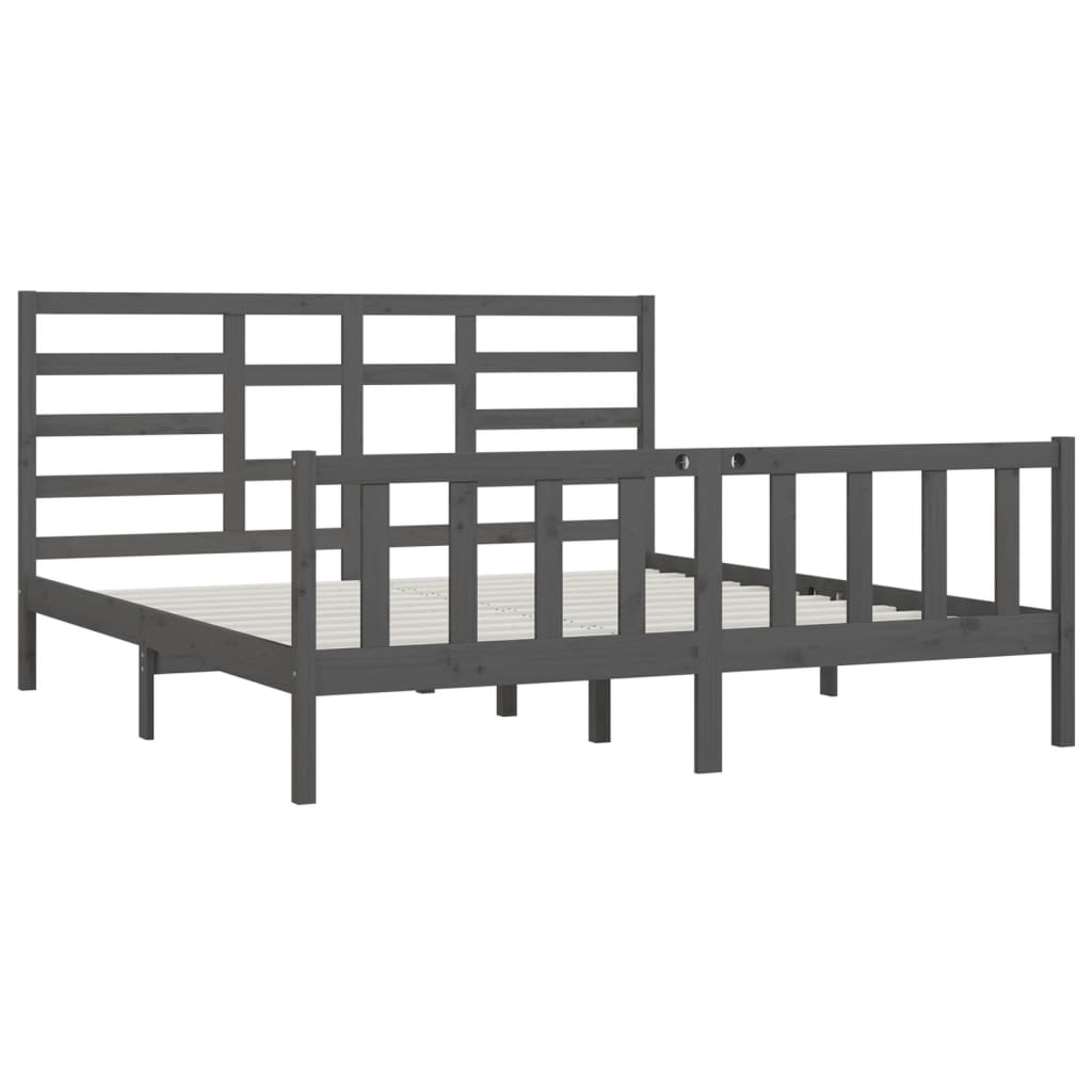 Cadre de lit Gris Bois de pin massif 200x200 cm Lits & cadres de lit vidaXL   