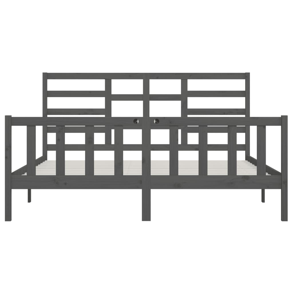 Cadre de lit Gris Bois de pin massif 200x200 cm Lits & cadres de lit vidaXL   