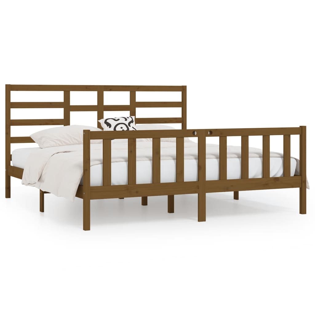 Cadre de lit Marron miel Bois de pin massif 200x200 cm Lits & cadres de lit vidaXL   