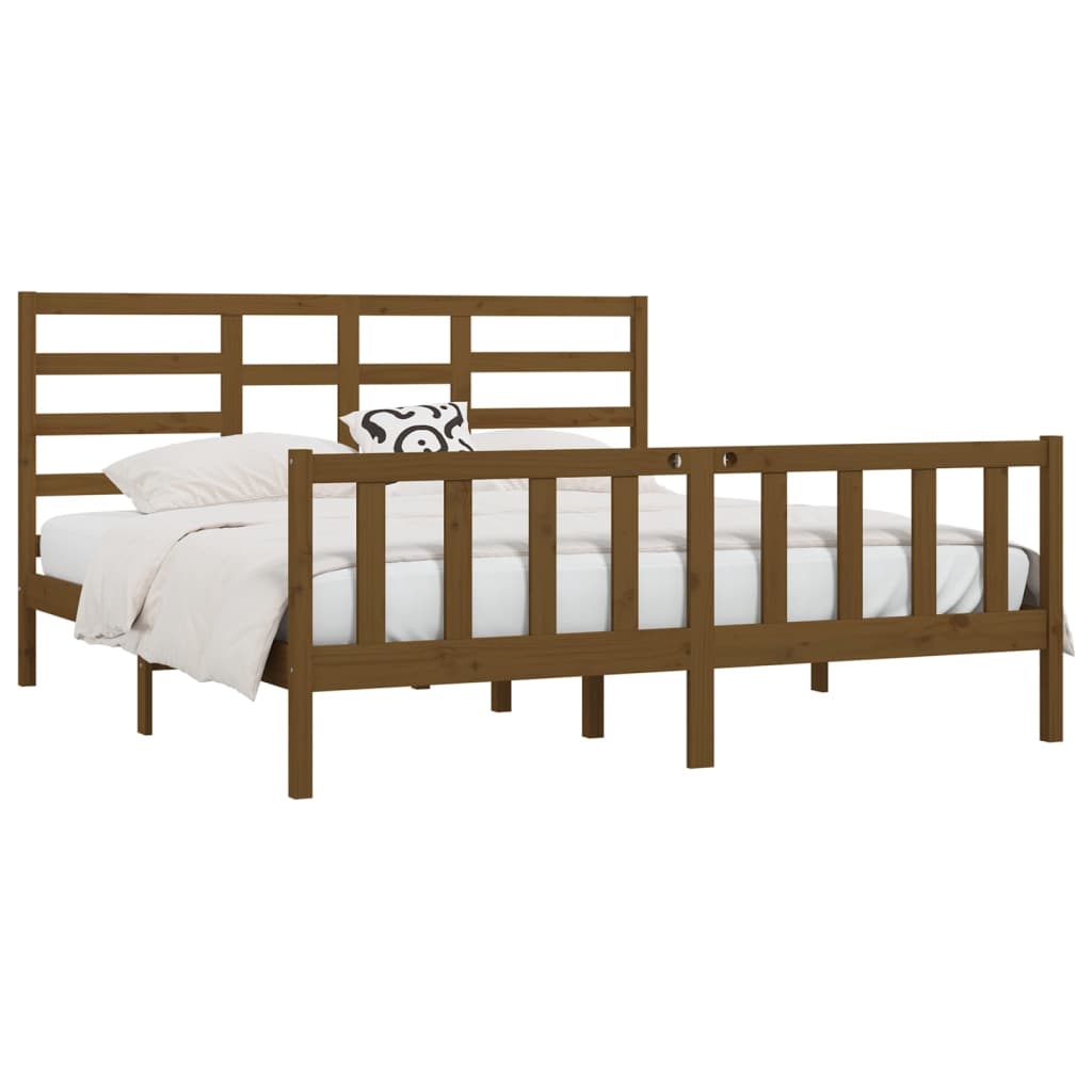 Cadre de lit Marron miel Bois de pin massif 200x200 cm Lits & cadres de lit vidaXL   