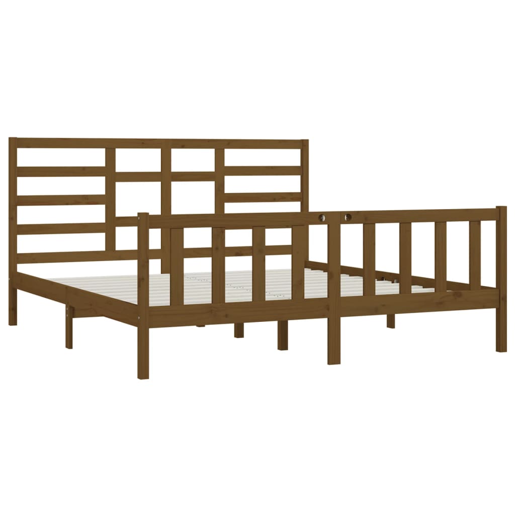 Cadre de lit Marron miel Bois de pin massif 200x200 cm Lits & cadres de lit vidaXL   