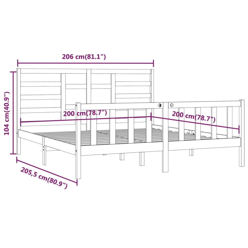 Cadre de lit Marron miel Bois de pin massif 200x200 cm Lits & cadres de lit vidaXL   