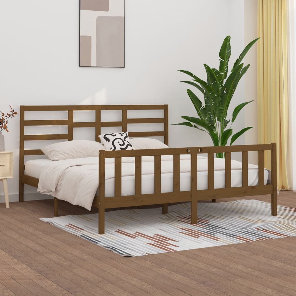Cadre de lit Marron miel Bois de pin massif 200x200 cm Lits & cadres de lit vidaXL   