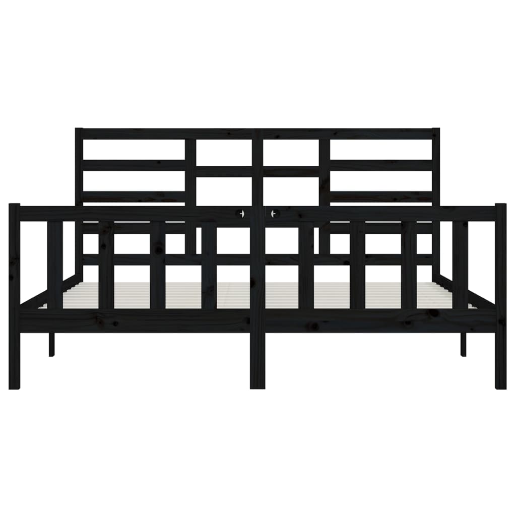 Cadre de lit Noir Bois de pin massif 200x200 cm Lits & cadres de lit vidaXL   