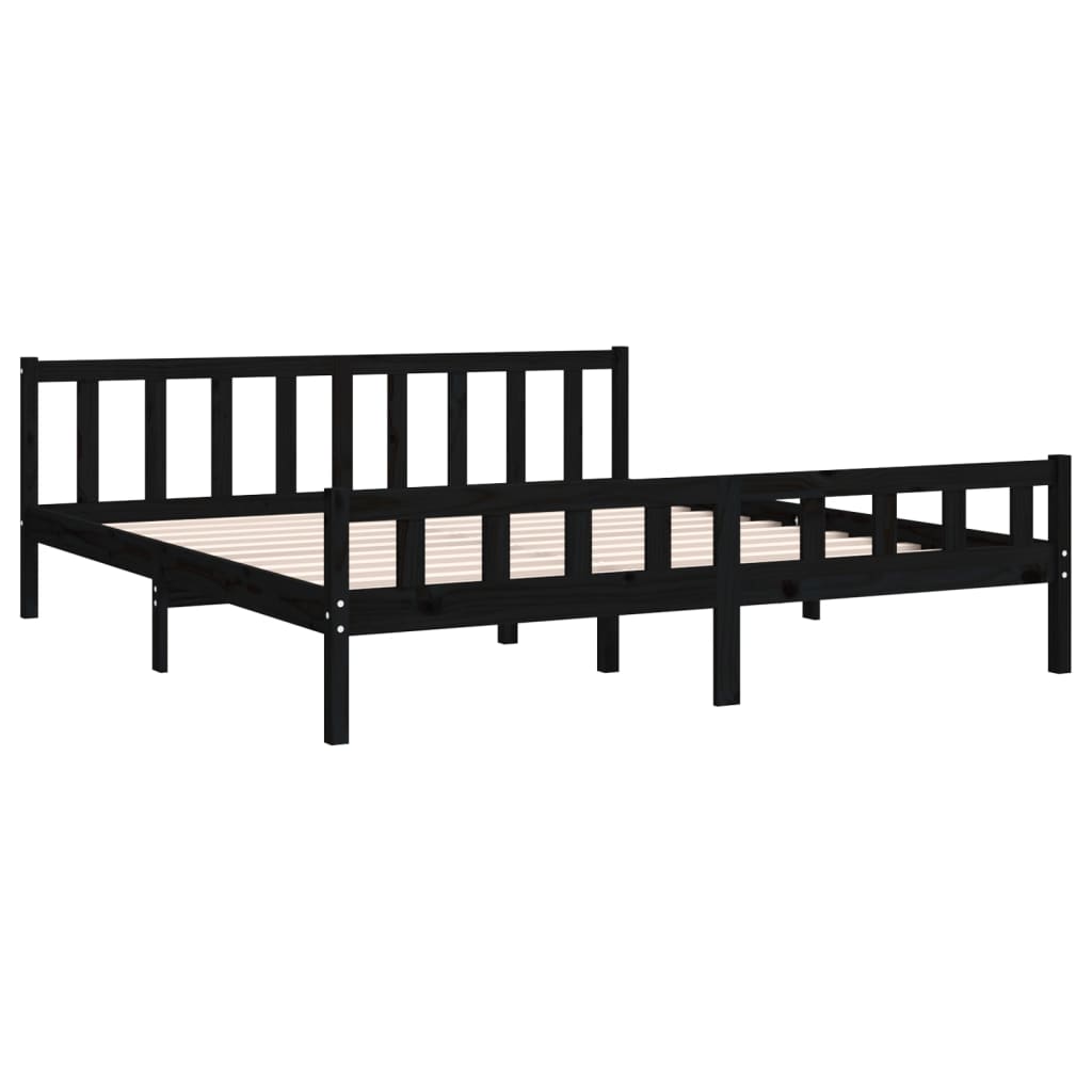 Cadre de lit Noir Bois massif 160x200 cm Lits & cadres de lit vidaXL   