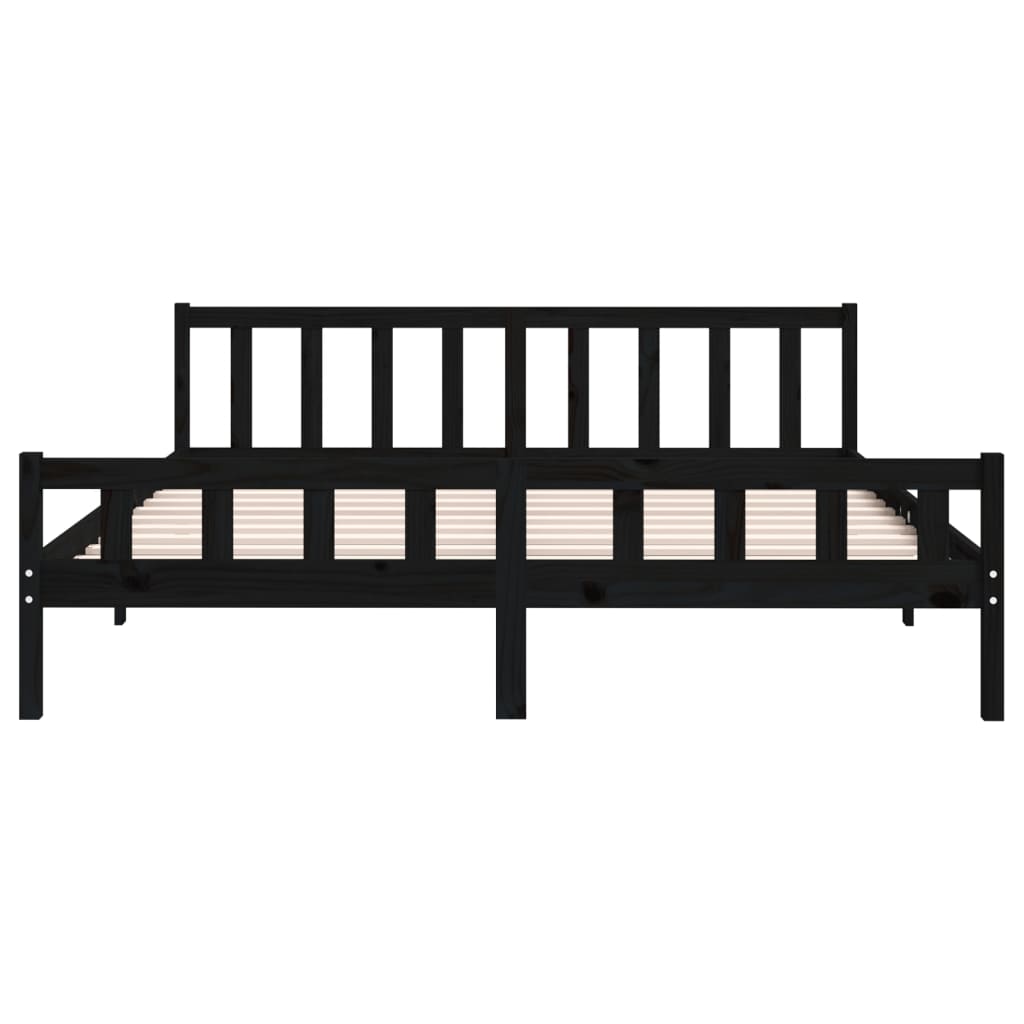 Cadre de lit Noir Bois massif 160x200 cm Lits & cadres de lit vidaXL   