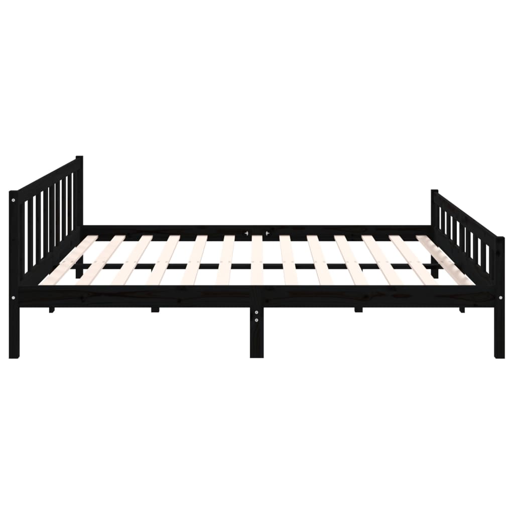 Cadre de lit Noir Bois massif 160x200 cm Lits & cadres de lit vidaXL   