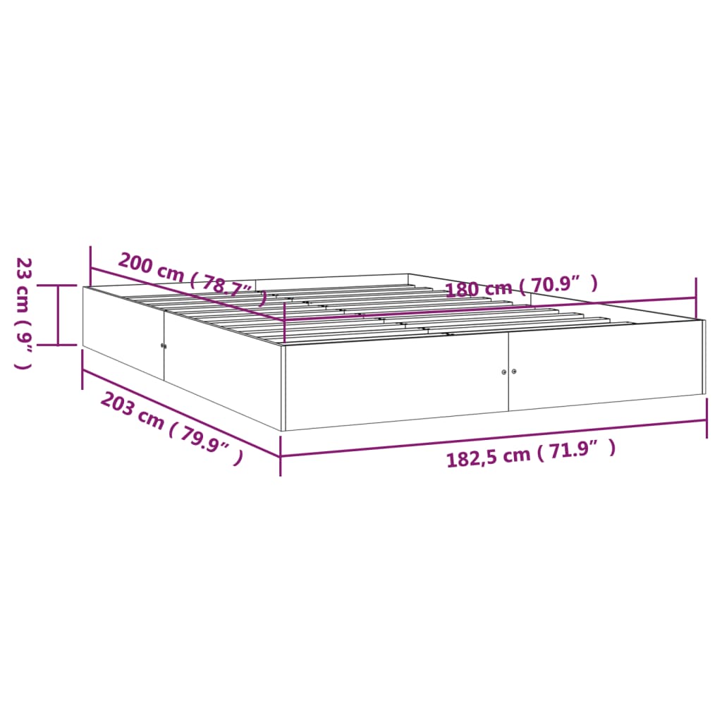 Cadre de lit bois massif 180x200 cm super king Lits & cadres de lit vidaXL   