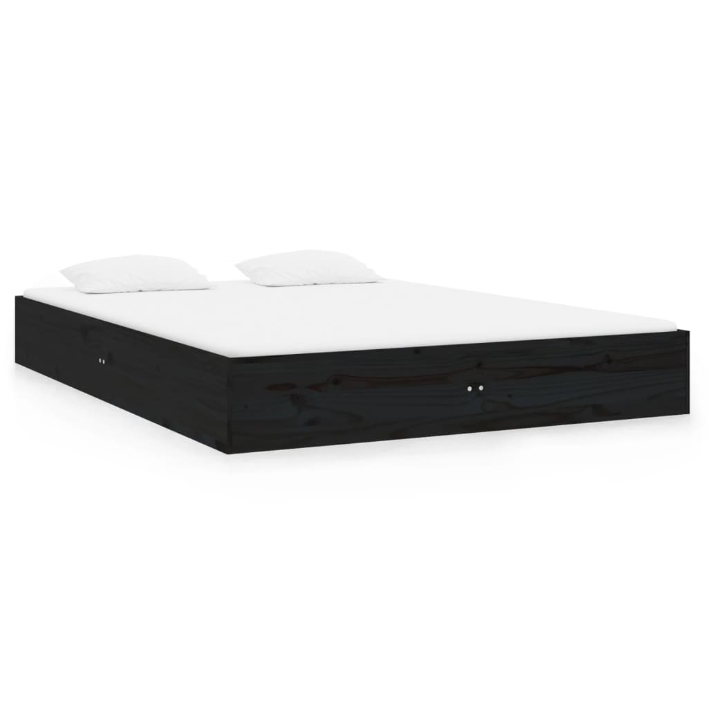 Cadre de lit Noir Bois massif 120x190 cm Petit double Lits & cadres de lit vidaXL   