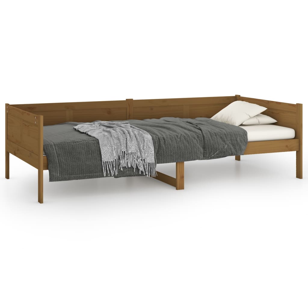 Lit de jour marron miel bois de pin massif 80x200 cm Lits & cadres de lit vidaXL   
