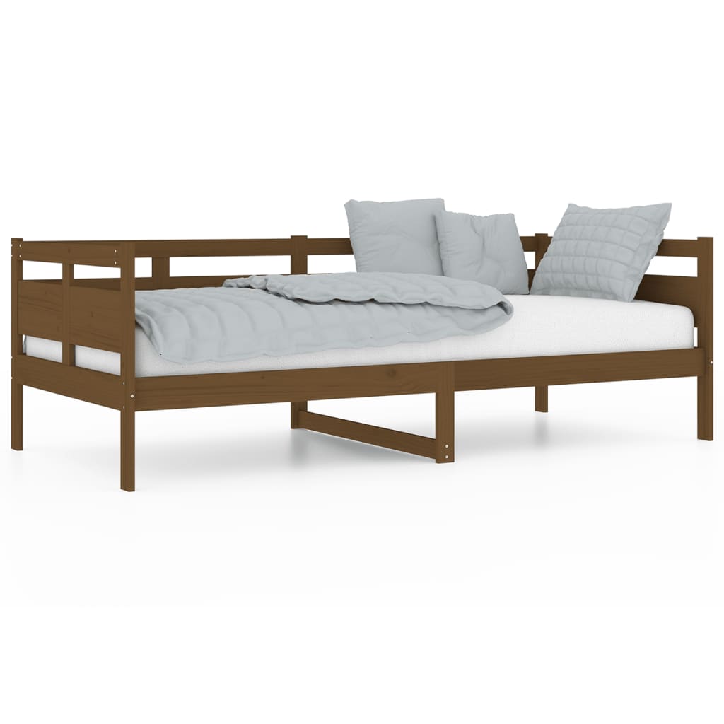 Lit de jour marron miel bois de pin massif 90x200 cm Lits & cadres de lit vidaXL   