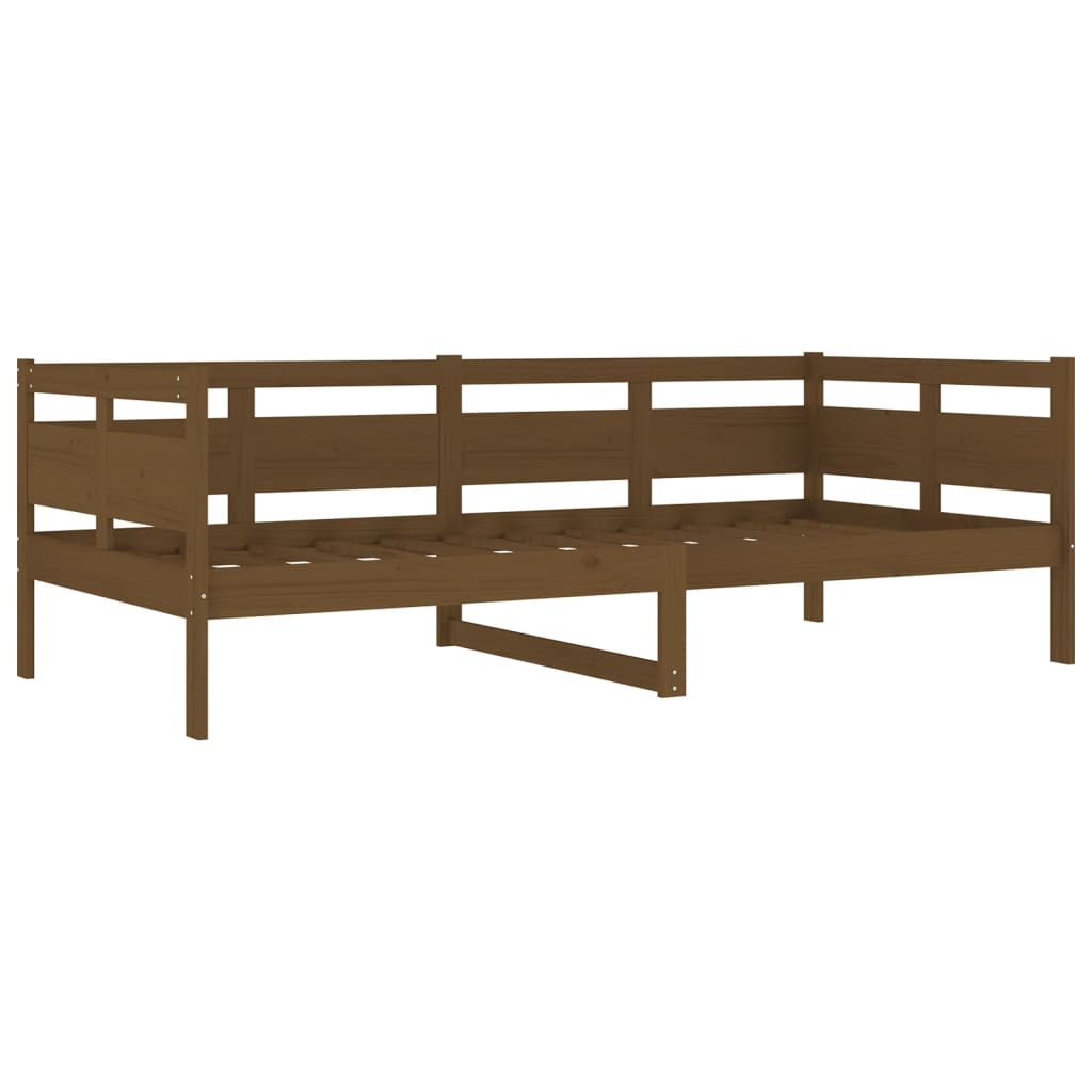 Lit de jour marron miel bois de pin massif 90x200 cm Lits & cadres de lit vidaXL   