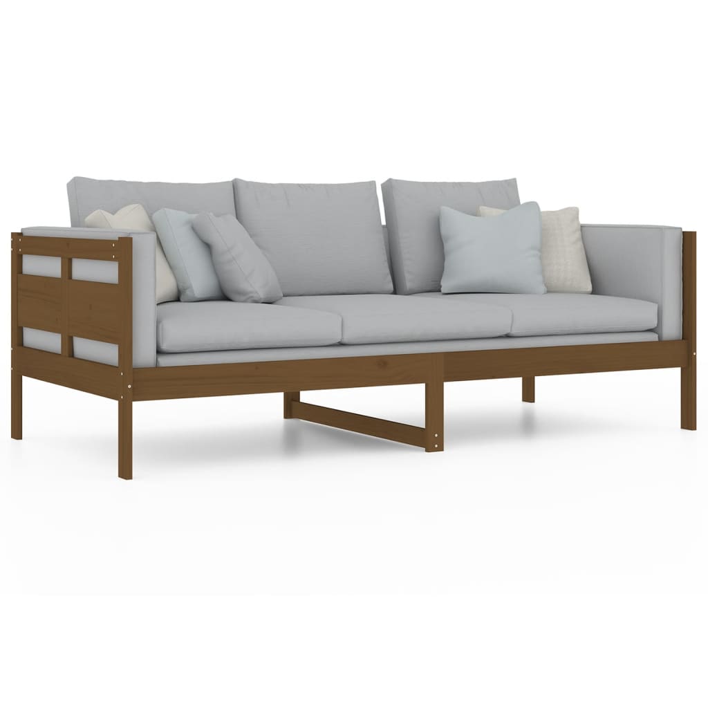 Lit de jour marron miel bois de pin massif 90x200 cm Lits & cadres de lit vidaXL   