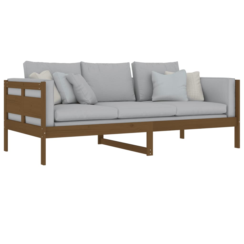 Lit de jour marron miel bois de pin massif 90x200 cm Lits & cadres de lit vidaXL   