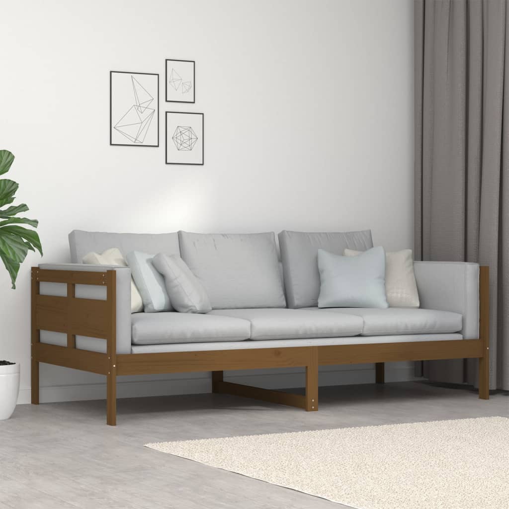 Lit de jour marron miel bois de pin massif 90x200 cm Lits & cadres de lit vidaXL   