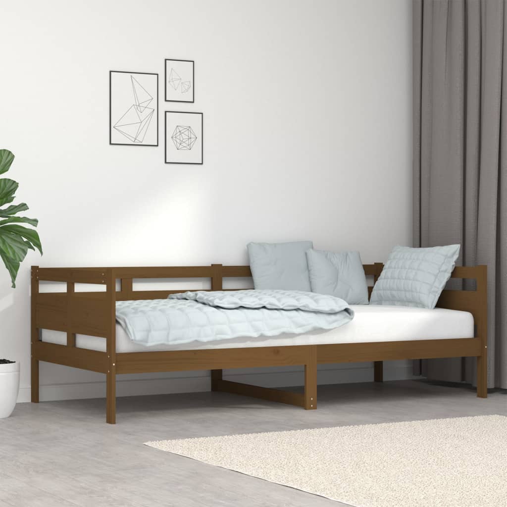 Lit de jour marron miel bois de pin massif 90x200 cm Lits & cadres de lit vidaXL   