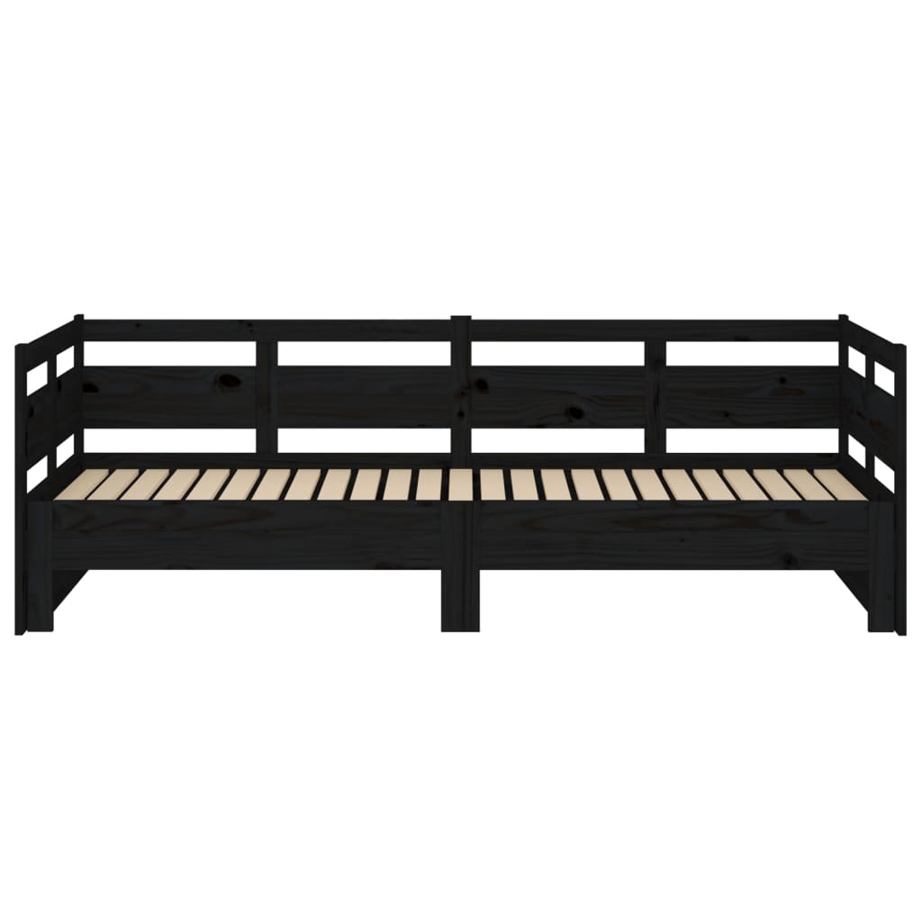 Lit coulissant Noir Bois de pin solide 2x(90x190) cm Lits & cadres de lit vidaXL   