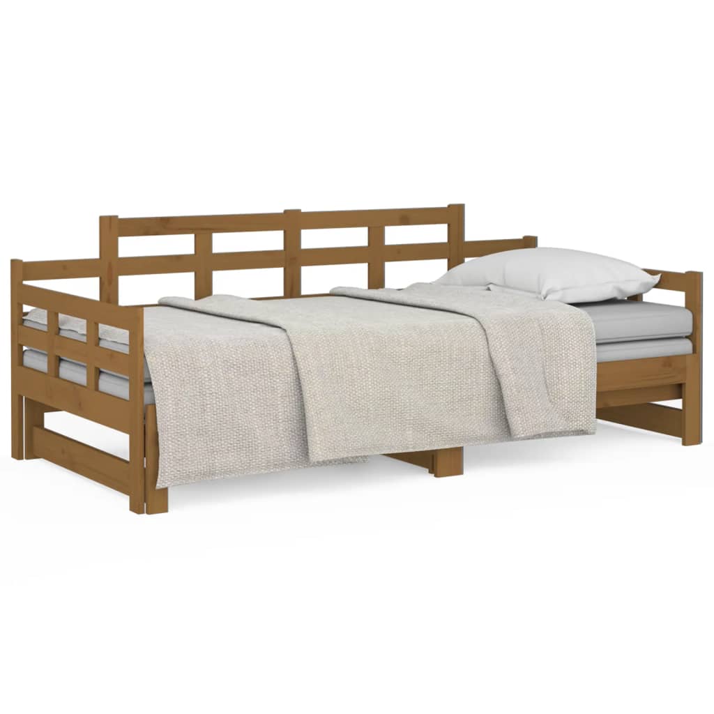 Lit coulissant Marron miel Bois de pin solide 2x(90x200) cm Lits & cadres de lit vidaXL   