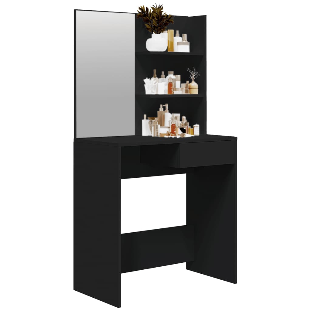 Coiffeuse avec miroir noir 74,5x40x141 cm Tables vidaXL