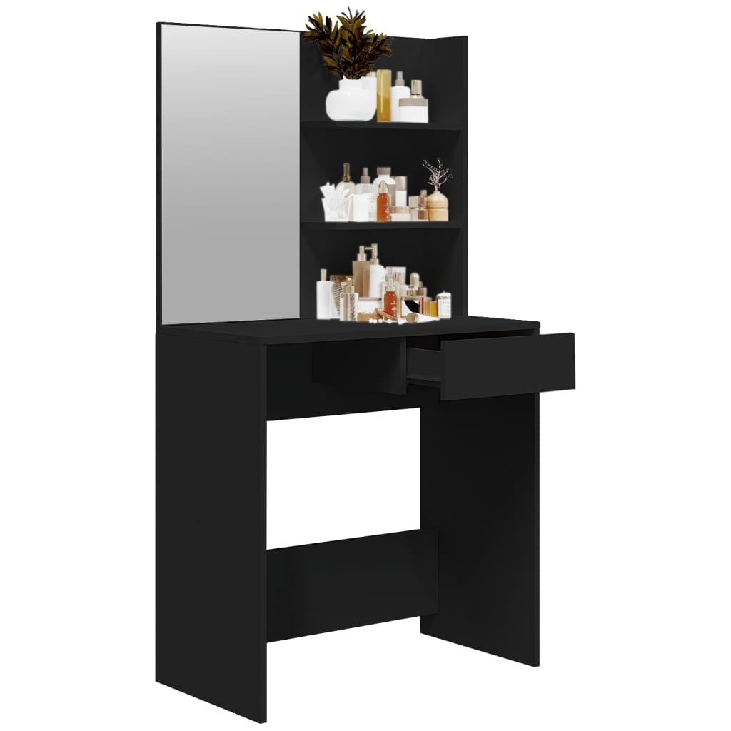 Coiffeuse avec miroir noir 74,5x40x141 cm Tables vidaXL
